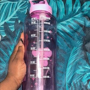 Pink Transparent Hydration Bottle with Straw - Women Swim